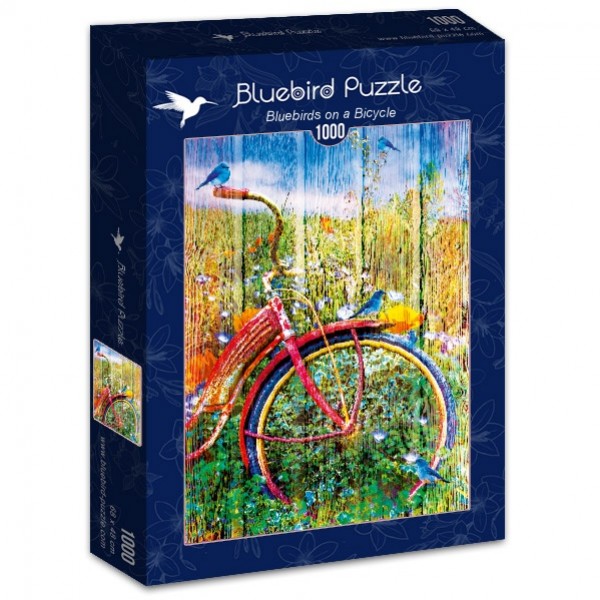 Niebieskie ptaszki na rowerze (1000el.) - Sklep Art Puzzle